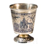 A Russian silver-gilt footed niello beaker, Moscow, Master NG, 1850 - 1858