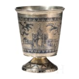 A Russian silver-gilt footed niello beaker, Moscow, Master NG, 1850 - 1858