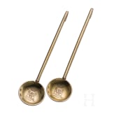 Two silver and niello caviar spoons, Russia, Moscow, 1863