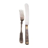 Two pieces silver and niello cutlery, Russia, Moscow, Pavel Sazikov, 1836