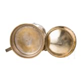 A silver and niello tea glass holder and spoon with Kremlin and another plated tea glass holder, Russia, Moscow, 1875/circa 1880/late 19th century