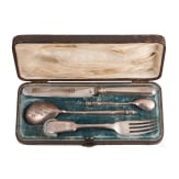 A Russian five piece silver set with case, St. Petersburg, Alexey Nasedkin, 1889