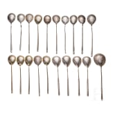 20 Russian silver spoons, Moscow, 1877 - 1895 (14 spoons), Soviet Union, after 1985 (6 spoons)