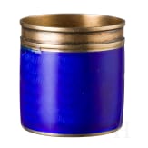 A Russian silver-gilt and guilloch&eacute;-enamel miniature cup (vodka beaker), stamped St. Petersburg, Faberg&eacute;, workmaster Anders Nevalainen, 1908