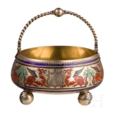 A silver-gilt and champlev&eacute; enamel sugar bowl, Russia, St. Petersburg, 1880