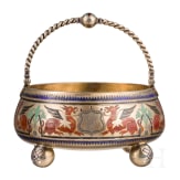 A silver-gilt and champlev&eacute; enamel sugar bowl, Russia, St. Petersburg, 1880