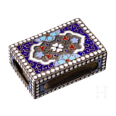 A silver and cloisonne enamel matchbox, Russia, Moscow, Vasili Agafonov, 1896-1908