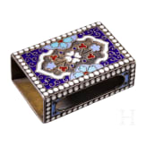 A silver and cloisonne enamel matchbox, Russia, Moscow, Vasili Agafonov, 1896-1908