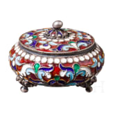 A silver and cloisonn&eacute; enamel pill box, Russia, circa 1890