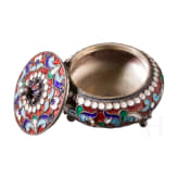 A silver and cloisonn&eacute; enamel pill box, Russia, circa 1890