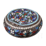 A Russian silver-gilt and cloisonn&eacute;-enamelled pill box, St. Petersburg, Master "Ja.A", 1825