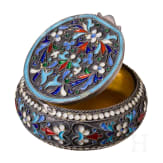 A Russian silver-gilt and cloisonn&eacute;-enamelled pill box, St. Petersburg, Master "Ja.A", 1825