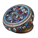 A Russian silver-gilt and cloisonn&eacute;-enamelled pill box, St. Petersburg, Master "Ja.A", 1825