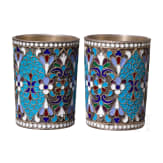 Two silver-gilt and cloisonn&eacute; enamel vodka beaker, Russia, Moscow, D. Nikitin, 1896-1908