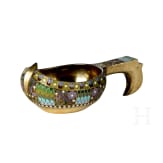 A silver-gilt and cloisonn&eacute; enamel kovsh, Russia, Moscow, Pavel Ovchinnikov, 1908-1916