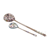 Two silver and cloisonn&eacute; enamel spoons, Russia, Moscow, 1896-1908
