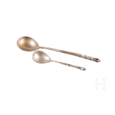 Two silver and cloisonn&eacute; enamel spoons, Russia, Moscow, 1896-1908