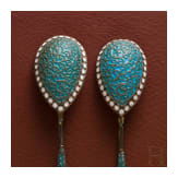 Six silver partial-gilt and cloisonn&eacute; enamel spoons, Russia, Moscow, circa 1890