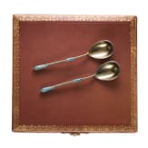 Six silver partial-gilt and cloisonn&eacute; enamel spoons, Russia, Moscow, circa 1890