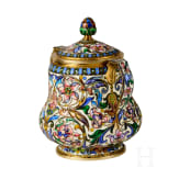 Bedeutendes siebenteiliges Cloisonn&eacute;-Email-Teeservice, Russland, Moskau, Pawel Owtschinnikow, 1896-1908