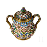 Bedeutendes siebenteiliges Cloisonn&eacute;-Email-Teeservice, Russland, Moskau, Pawel Owtschinnikow, 1896-1908