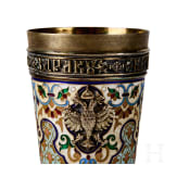 Cloisonn&eacute;-Email-Becher mit Monogramm Nikolaus II. und Doppeladler, gestempelt St. Petersburg, Gratschew Br&uuml;der, um 1890
