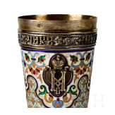Cloisonn&eacute;-Email-Becher mit Monogramm Nikolaus II. und Doppeladler, gestempelt St. Petersburg, Gratschew Br&uuml;der, um 1890