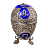 Silber und Guilloch&eacute;-Email Ei mit Monogramm von Nikolaus II, Russland, 2. H&auml;lfte des 20. Jhdts.
