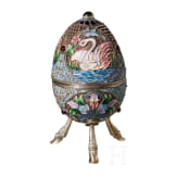 Cloisonn&eacute;-Email-Ei mit Schw&auml;nen, Russland, 2. H&auml;lfte des 20. Jhdts.