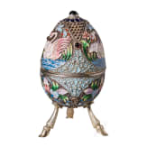 Cloisonn&eacute;-Email-Ei mit Schw&auml;nen, Russland, 2. H&auml;lfte des 20. Jhdts.