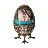 Cloisonn&eacute;-Ei mit Schw&auml;nen, Russland, 2. H&auml;lfte des 20. Jhdts.