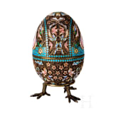 Cloisonn&eacute;-Ei mit Schw&auml;nen, Russland, 2. H&auml;lfte des 20. Jhdts.