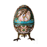 Cloisonn&eacute;-Ei mit Schw&auml;nen, Russland, 2. H&auml;lfte des 20. Jhdts.