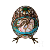 Cloisonn&eacute;-Ei mit Schw&auml;nen, Russland, 2. H&auml;lfte des 20. Jhdts.