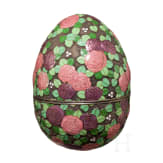 Gro&szlig;es Cloisonn&eacute;-Email-Ei mit Rosen und St&auml;nder, Russland, 2. H&auml;lfte des 20. Jhdts.
