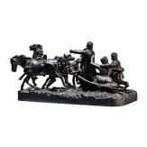 Gro&szlig;e Troika-Figurengruppe, Gusseisenskulptur, Russland, Eisenwerke Kasli, datiert 1900