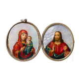 Silber- und Perlmutt-Diptychon (Reiseikone), Russland, Moskau, um 1890
