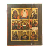 Mehrfelderikone mit der alttestamentlichen Dreifaltigkeit, Russland, 19. Jhdt.