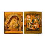 Two icons: The Korsunskaya Mother of God and the Dormition of the Mother of God, Russia, 19th century