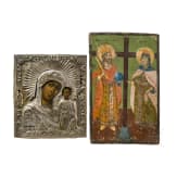 Two icons: the Kazanskaya Mother of God with oklad and Saints Constantine and Helena, Russia/Bulgaria, 19th century