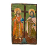 Two icons: the Kazanskaya Mother of God with oklad and Saints Constantine and Helena, Russia/Bulgaria, 19th century