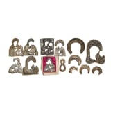 Two pearl oklads, four pearl rizas and nine pieces from pearl oklads from different icons, mostly Mother of God, Russia, late 19th century