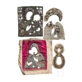 Two pearl oklads, four pearl rizas and nine pieces from pearl oklads from different icons, mostly Mother of God, Russia, late 19th century