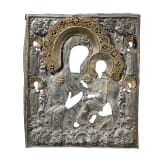 Sechs Ikonen-Oklade (drei Silber), Russland, 19. Jhdt.