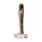Ushabti made of green faience with hieroglyphic inscription on the reverse, Late Period, mid-1st millennium B.C.