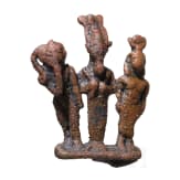 Large bronze amulet depicting the divine triad of Isis, Osiris and Harpocrates, Late Period, mid-1st millennium B.C.