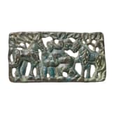 A rare nomadic horsemen&rsquo;s belt plaque from the Ordos region, depicting two wrestlers flanked by horses, Mongolia, 2nd&ndash;1st centuries B.C.