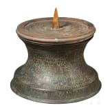 Bronze base of a candlestick, entirely chased with floral and figurative motifs, as well as inscriptions; Seljuk, 12th&ndash;13th centuries