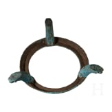 Greek tripod, bronze coaster, 6th century B.C.