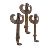 Three bronze figurines in the form of sirens, Greek, third quarter of the 6th century B.C.